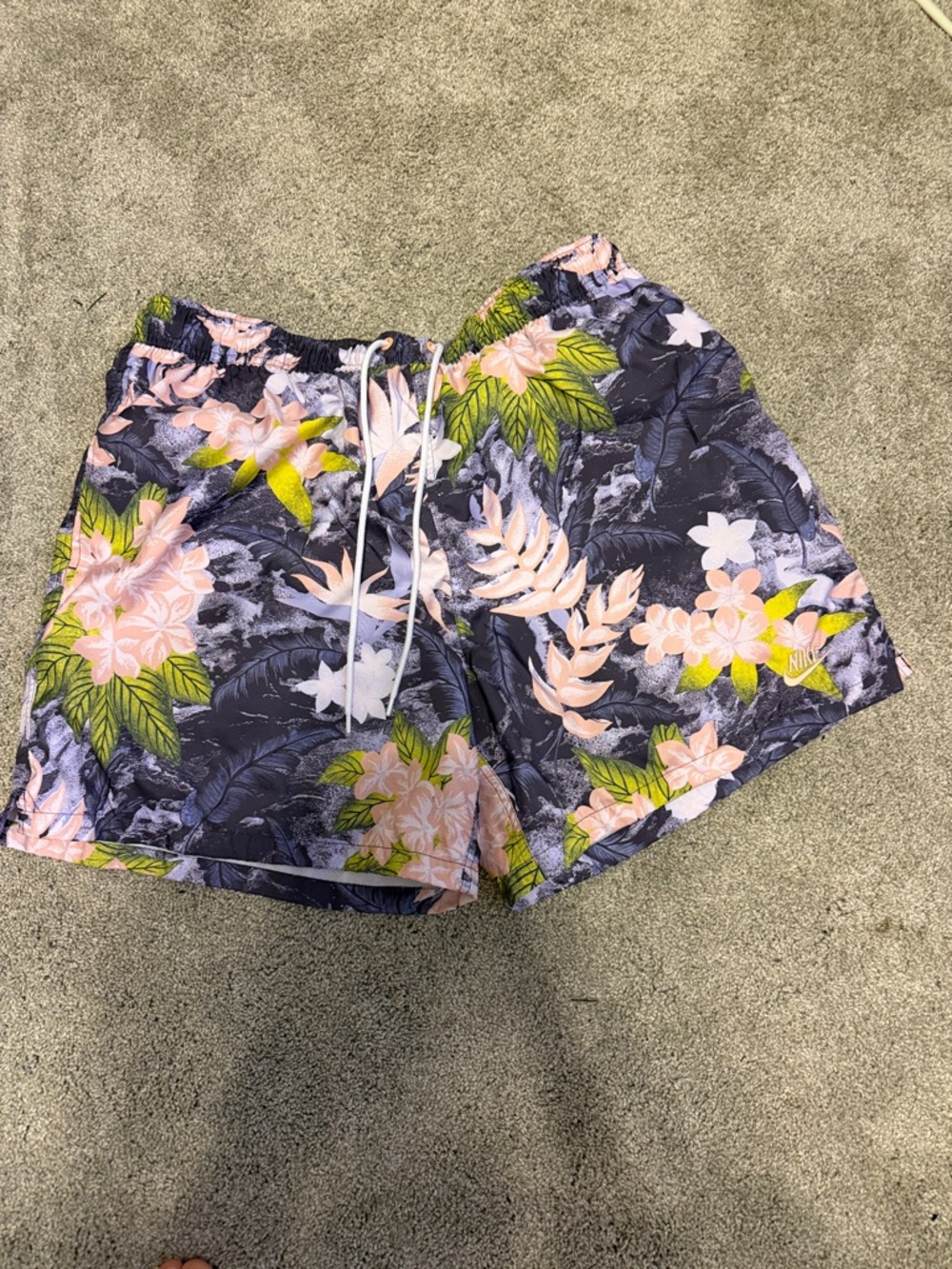 Nike Floral Print Women's Shorts - Pink, Green & Navy